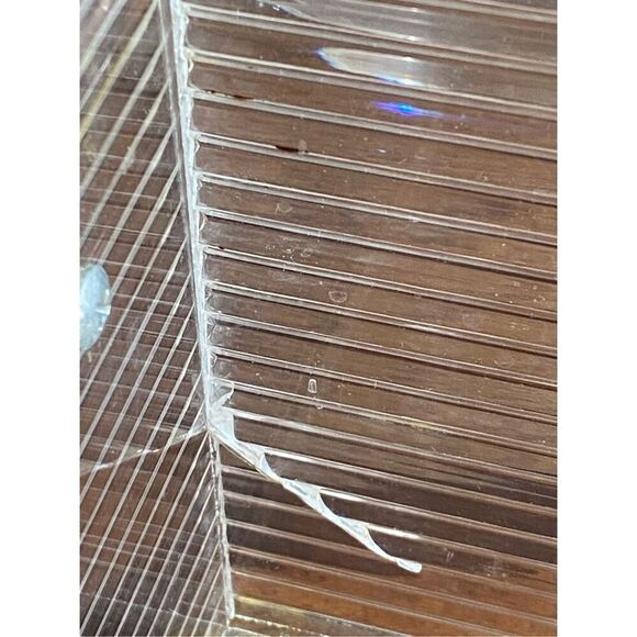 Mid Century Modern Ribbed Rectangle Lucite Handled Ice Bucket with Insert - Picture 6 of 6